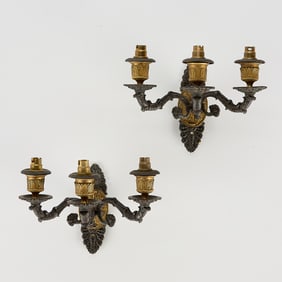 Pr French Empire Period Bronze Ormolu Wall Sconces