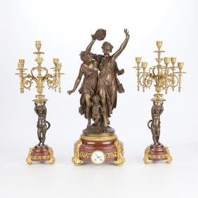 Late 19th c. Ormolu French Garniture Set