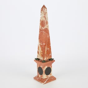 Italian Rosso Alicante Red Marble Obelisk