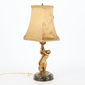 Maurice Bouval Gilt Bronze Figural Table Lamp