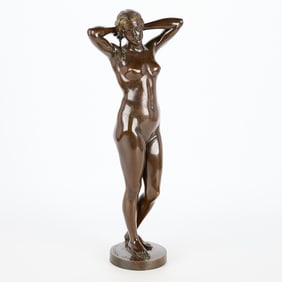Theodor Stundl Bronze Female Nude Sculpture 1906