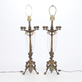 Pair Attr. Barbedienne Empire Bronze Candelabras