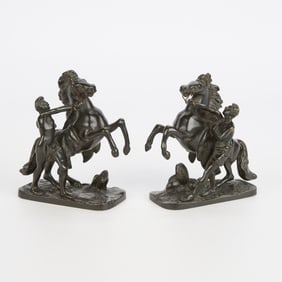 2 Marly Horse Bronze Sculptures