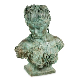 After Carpeaux "La Fiancee" Patinated Bronze Bust