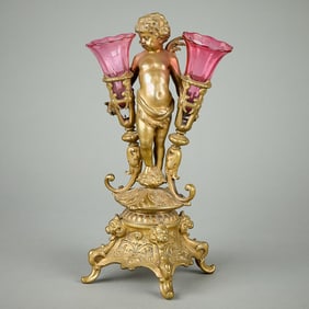 Antique French Gilt Bronze Cherubic Vase