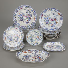 Set 15 Pre-1825 Mason's Ironstone Bamboo Porcelain