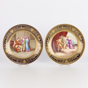 2 Royal Vienna Neoclassical Porcelain Plates