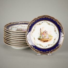 10 KPM Hand-Painted Porcelain Dessert Plates