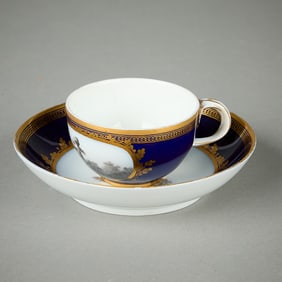 KPM Porcelain Grisaille Teacup & Saucer