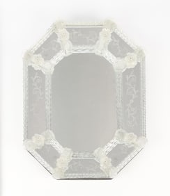 Large Venetian Etched Glass Eight-Sided Mirror
