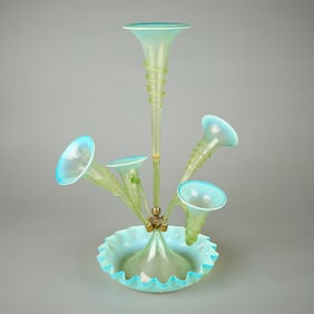 19th c. Victorian Vaseline Glass Epergne
