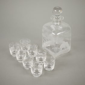 9 Queen Lace African Wildlife Glassware