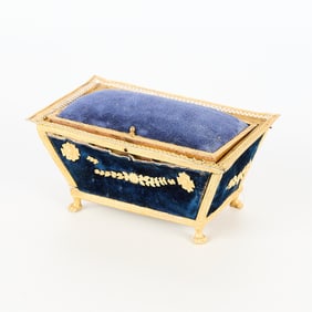 Antique Velvet & Silk Jewelry Casket