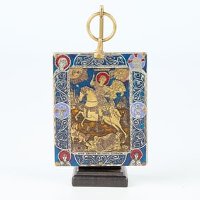 19th c. Limoges Enamel Icon Pendant Plaque