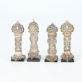 4 18th c. Silver Book Hinges