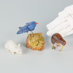 3 20th c. Russian Faberge Style Carved Animals