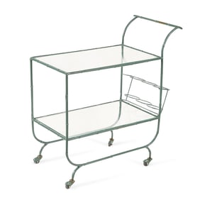 MCM Regency Style Wrought Iron & Glass Bar Cart