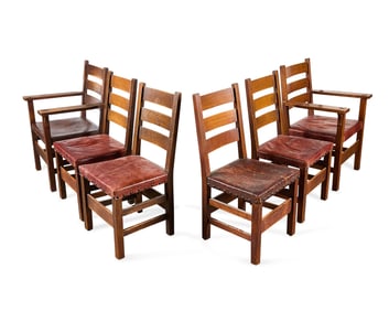 Set of 6 Stickley Arts & Crafts Ladder-Back Chairs