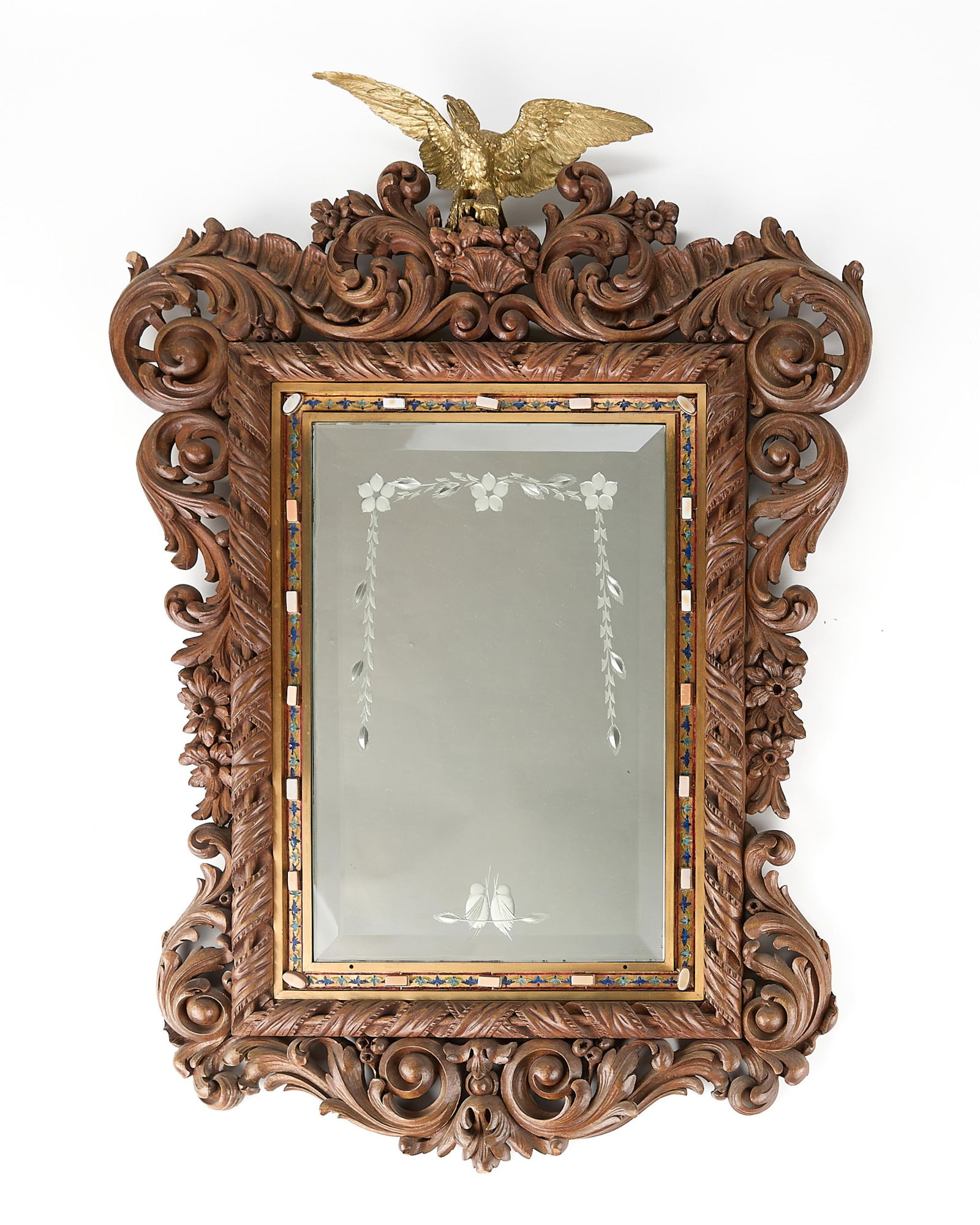 Austrian Carved Hall Mirror With Bronze Eagle (1 of 5)