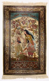 Persian Isfahan Silk Pictorial Rug 5' x 3'