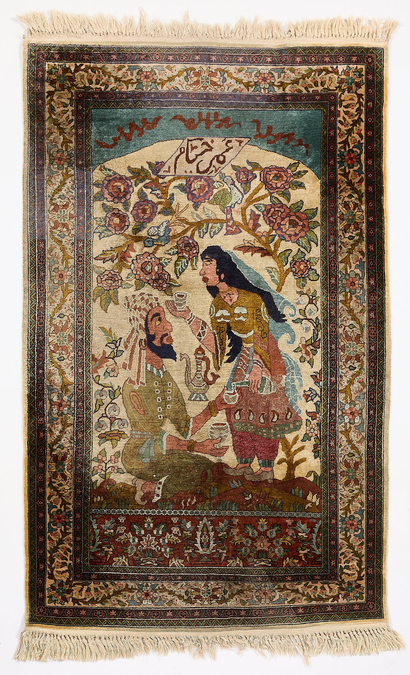 Persian Isfahan Silk Pictorial Rug 5' x 3' (1 of 3)