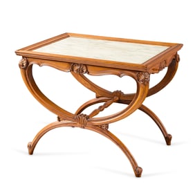 20th c. Regency Style Wooden Side Table w/ Marble