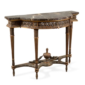 French Louis XVI Style Demi-Lune Console Table