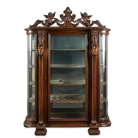 19th c. Victorian Carved Wood China Cabinet