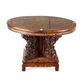 19th c. Chinese Inlaid Hardwood Center Table