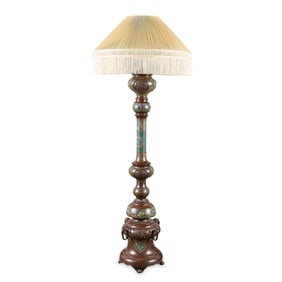Large Chinese Export Champleve Floor Lamp