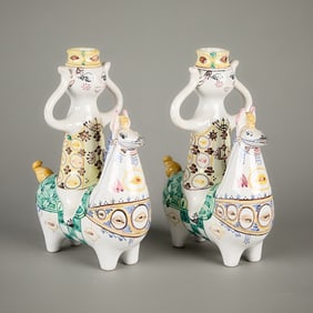 Pr Bjorn Wiinblad Ceramic "L6" Horse Candlesticks