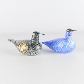2 Oiva Toikka for Iittala Art Glass Bird Sculptures