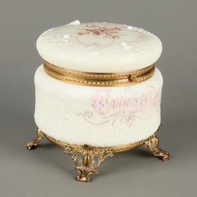 C. F. Monroe Wave Crest Hinged Opal Glass Box