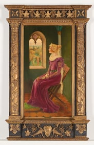 Style of Edgar Maxence "Meditating" Painting