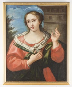 19th c. Continental School Painting of Mary