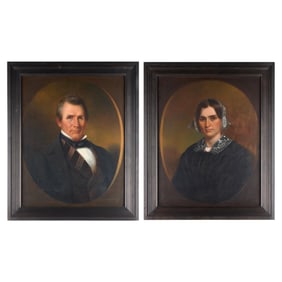 Pair Continental School Portrait Paintings
