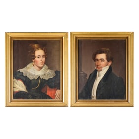 Pair of 19th c. English School Portrait Paintings