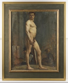 French School Academic Painting of a Nude Man