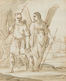 Attr. Pieter Lastman Biblical Ink Drawing