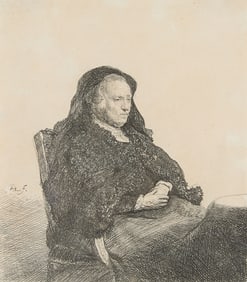 Rembrandt "Artist's Mother Seated" Etching