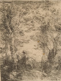 After Camille Corot "Horseman in the Woods" Print