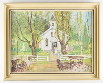 Benton Clark "Sunday Morning" Painting 1962
