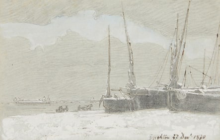19th c. English School Brighton Boats Painting