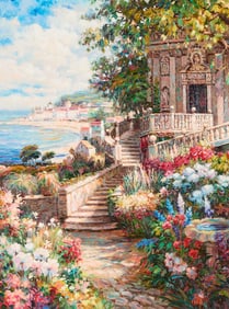 G. Closson Blooming Garden Painting
