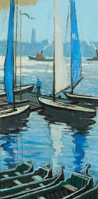 Jesus Casaus "Hamburg Harbor" Painting