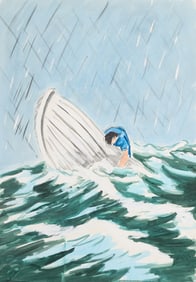 Richard Bosman Oil on Paper Lifeboat Painting