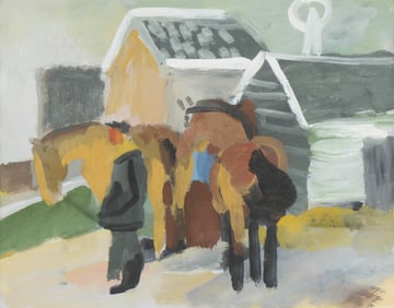 Cameron Booth Horses Gouache Painting
