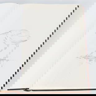 Frank T. Morris Bird Drawing w/ Book 1978: Frank T. Morris (Australian, 1936-2021). Graphite on paper drawing depicting a bird, 1978. Signed near the lower right of the bird and dated along the lower right corner. Included in the following boo