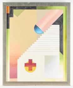 Jack Barkla "White Stairs w/ Red Cross" Painting
