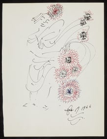 Irene Pereira Figural Starburst Drawing 1966